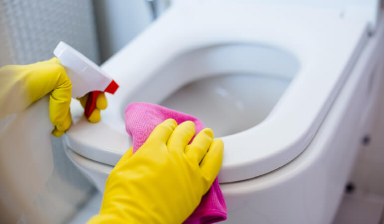 Cleaning the toilet