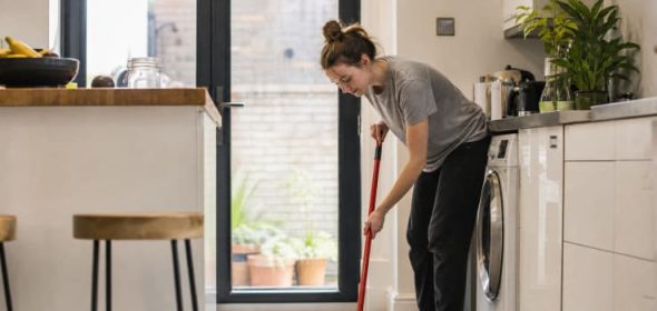 Tenant cleaning the property